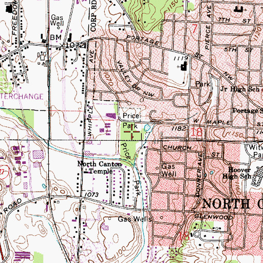 Topographic Map of Price Park, OH