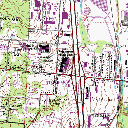 Topographic Map of Princeton High School, OH
