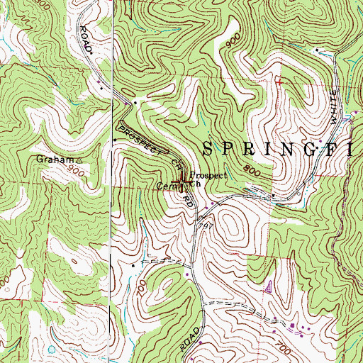 Topographic Map of Prospect Church, OH