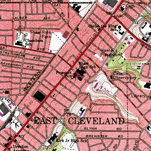 Topographic Map of Prospect School, OH