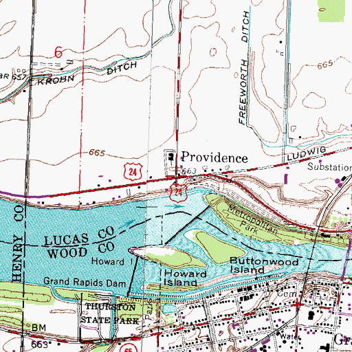 Topographic Map of Providence, OH