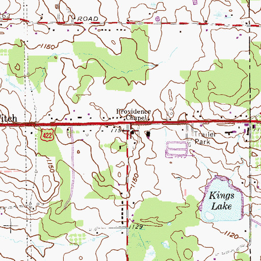 Topographic Map of Providence Chapel, OH