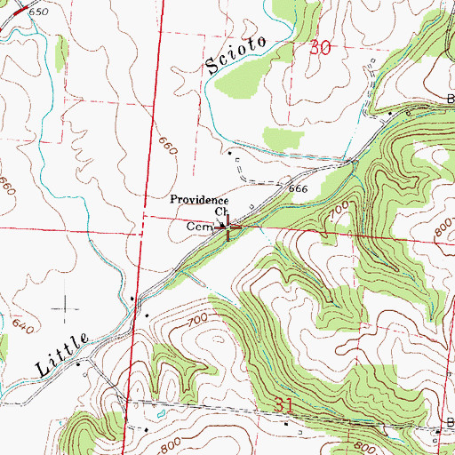 Topographic Map of Providence Church, OH