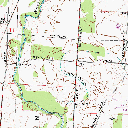 Topographic Map of Pugh Ditch, OH