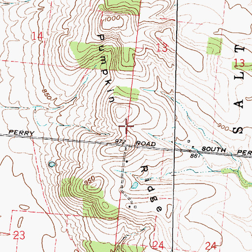 Topographic Map of Pumpkin Ridge, OH