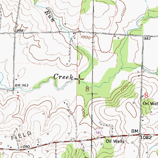 Topographic Map of Pumpkin Run, OH