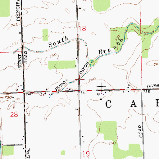 Topographic Map of Purdy Ditch, OH