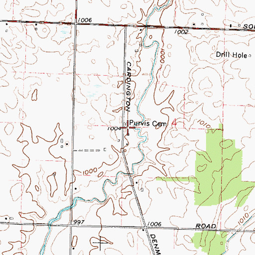 Topographic Map of Purvis Cemetery, OH