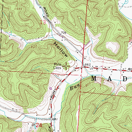 Topographic Map of Pyle Cemetery, OH
