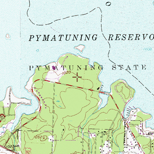 Topographic Map of Pymatuning State Park, PA