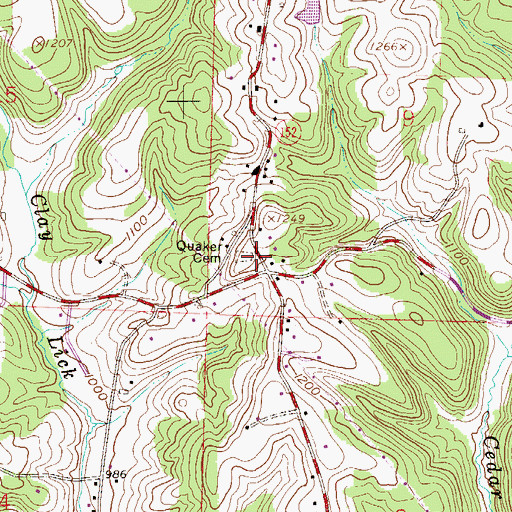 Topographic Map of Quaker Cemetery, OH