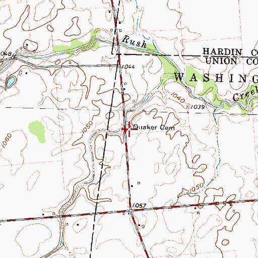 Topographic Map of Quaker Cemetery, OH