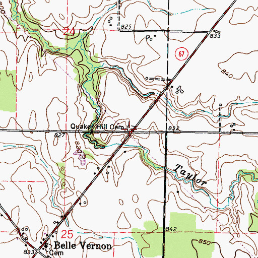 Topographic Map of Quaker Hill Cemetery, OH
