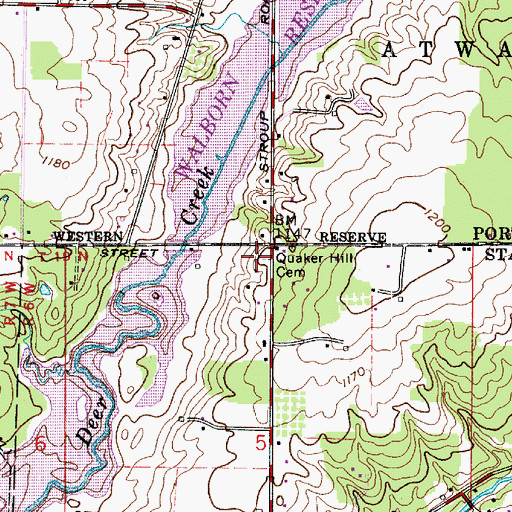 Topographic Map of Quaker Hill Cemetery, OH