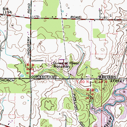 Topographic Map of Queen of Peace Monastery, OH