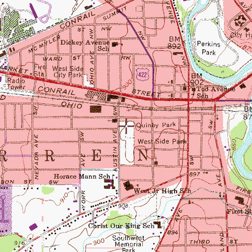 Topographic Map of Quinby Park, OH