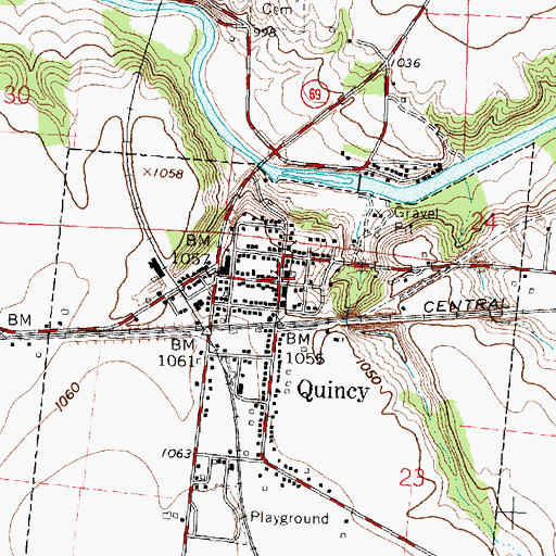 Topographic Map of Quincy, OH
