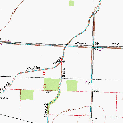 Topographic Map of Rader Creek, OH