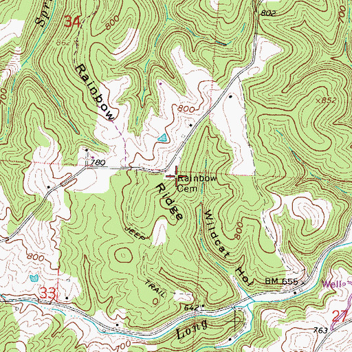 Topographic Map of Rainbow Cemetery, OH