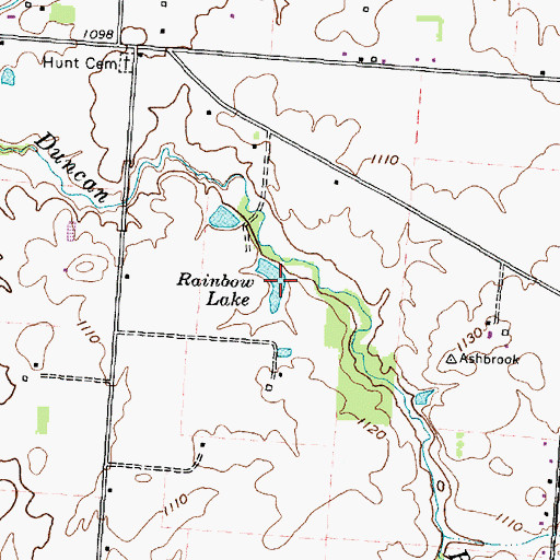 Topographic Map of Rainbow Lake, OH