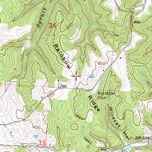 Topographic Map of Rainbow Ridge, OH