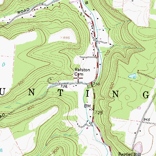 Topographic Map of Ralston Cemetery, OH