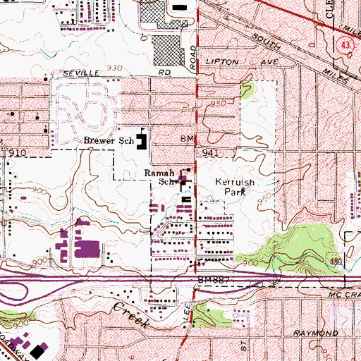 Topographic Map of Ramah School, OH