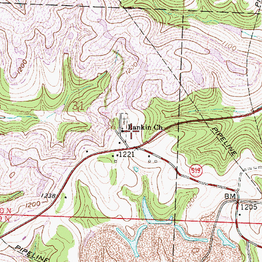 Topographic Map of Rankin Church, OH