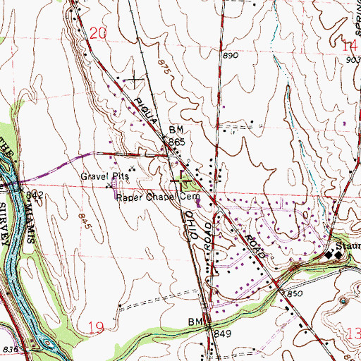 Topographic Map of Raper Chapel Cemetery, OH