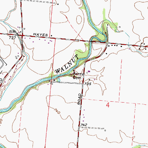 Topographic Map of Rarey Cemetery, OH