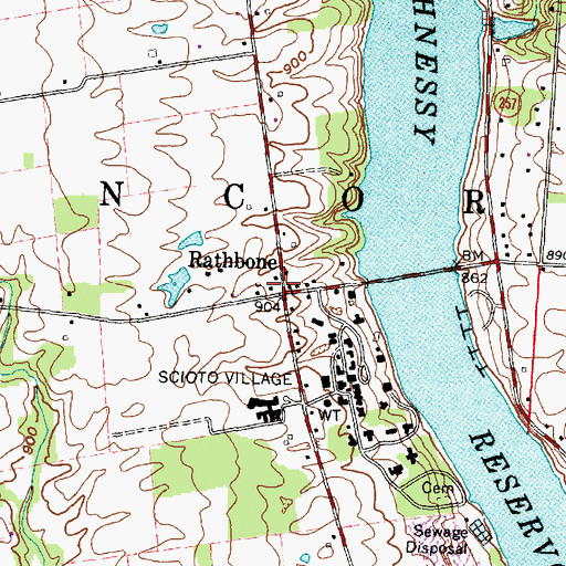 Topographic Map of Rathbone, OH