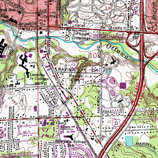 Topographic Map of Ravine Cemetery, OH