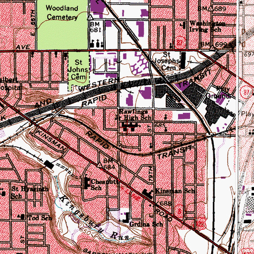 Topographic Map of Rawlings Junior High School, OH
