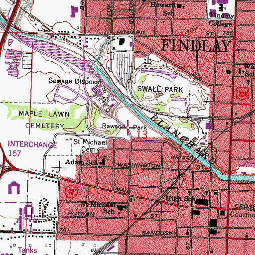 Topographic Map of Rawson Park, OH