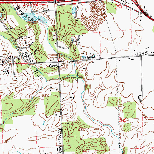 Topographic Map of Razor Run, OH