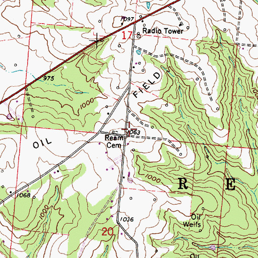 Topographic Map of Ream Cemetery, OH