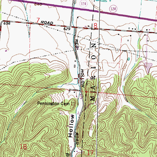 Topographic Map of Red Hollow, OH