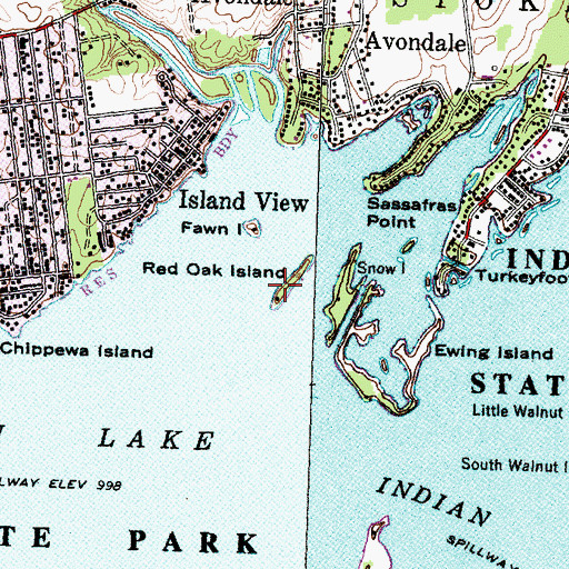 Topographic Map of Red Oak Island, OH