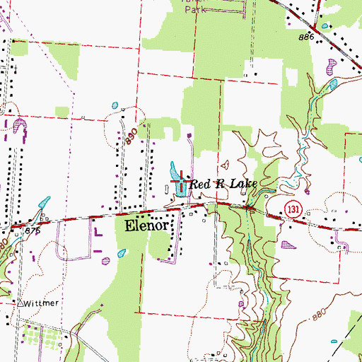 Topographic Map of Red R Lake, OH
