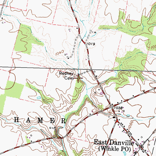 Topographic Map of Redkey Cemetery, OH