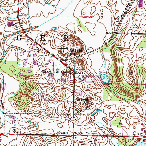Topographic Map of Reed Hill Cemetery, OH