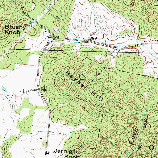 Topographic Map of Reeds Hill, OH