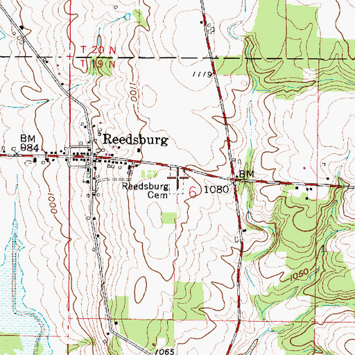 Topographic Map of Reedsburg Cemetery, OH