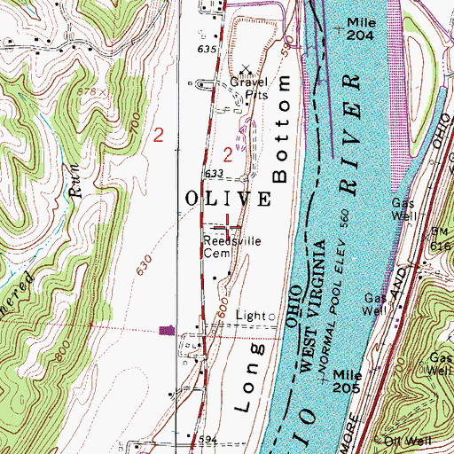 Topographic Map of Reedsville Cemetery, OH
