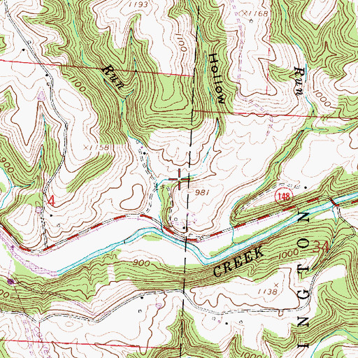 Topographic Map of Reeves Hollow, OH