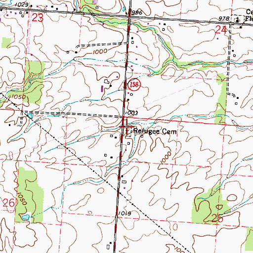 Topographic Map of Refugee Baptist Smith Cemetery, OH