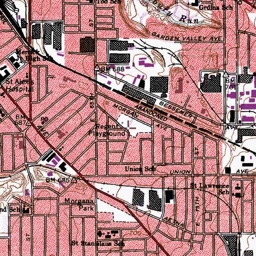 Topographic Map of Regent Playground, OH