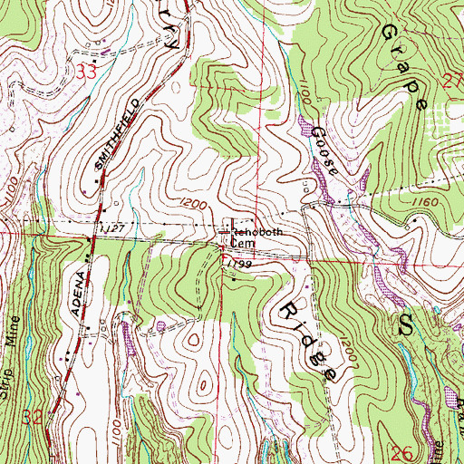 Topographic Map of Rehoboth Cemetery, OH
