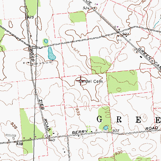 Topographic Map of Reidel Cemetery, OH