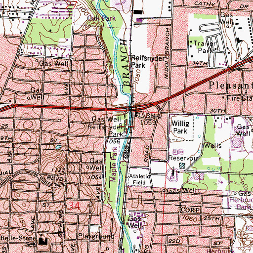 Topographic Map of Reifsnyder Park, OH